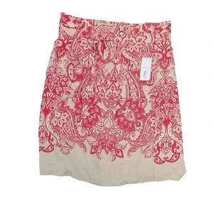 Liz Claiborne Women's Ivory & Red Rayon Floral Print Relaxed Fit Skirt NEW